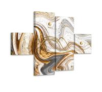 Quadri Astratti Moderni Multitela |Q1080| Set di 4 Stampe su Tela Effetto Marmo