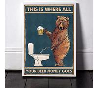 Quadri astratti su tela Orso scontroso che beve birra in bagno Poster e stampe Quadri su parete Decorazioni per la casa 70x100 cm (70x100 cm) Senza cornice