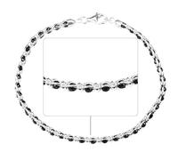QUADRI - Bracciale Argento 925 Vero con Zirconi Neri - Idea Regalo Uomo Donna - Bracciale Larghezza 2.6 mm - Lunghezza 18 cm con estensione 2.5 cm - 19-21.6 cm