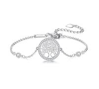 QUADRI Bracciale Donna con zirconi Simbolo Albero della Vita - Idea Regalo Donna per Natale Compleanno San Valentino - Lunghezza cm 18.30 + 2 cm extension