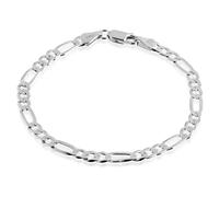 QUADRI - Bracciale in Argento 925 elegante con Catena modello Figaro - Bracciale Uomo e Donna - idea regalo - larghezza 5 mm - lunghezza 20.30 cm - Certificato Made in Italy