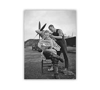 Quadri Camera Da Letto 30x40cm Nessuna cornice Parrucchiere Vintage Photo WW2 Pilot Taglio di capelli Poster Nero Bianco Stampe Barbiere Wall Art Canvas Painting QITEX