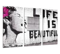 Quadri Camera Set di 3 poster decorativi da parete, decorazione soggiorno, camera da letto, camera, banksy street art (97 x 62 cm)