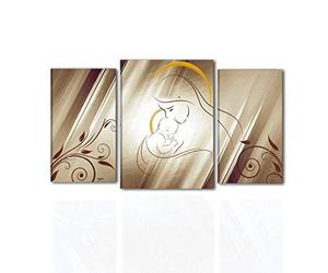 QUADRI CAPEZZALI TRITTICI MODERNI RELIGIOSI SACRI PER CAMERA DA LETTO DIPINTI A MANO SU TELA CON CERTIFICATO DI ARTIGIANALITA' MADONNA CON BAMBINO MATERNITA' ALTA QUALITA' MADE IN ITALY - UNIVERSO