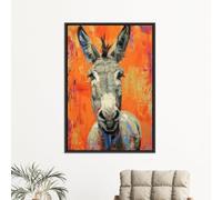 Quadri colorati da parete con asino, poster con ritratto di animali da fattoria, pittura a olio su tela, per un arredamento rustico e vibrante per la cucina, 50x75 cm senza cornice