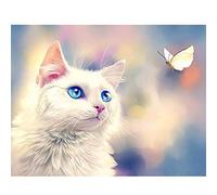 Quadri Diamond Painting Square 50x40 cm Paint Diamond Gatti Farfalla Diamante Quadrato Gatto e Farfalla Diamonds Painting Bambini Gattini Punto Croce da Ricamare kit Completo Puzzle Diamond Animali