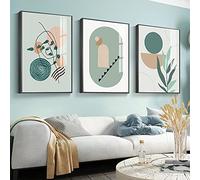Quadri dipinti su tela-Boho Botanical Abstract Line Print Poster Green Plants Wall Art Camera da letto Soggiorno Decor 23.6 "x31.5" (60x80cm) 3 pezzi senza cornice