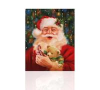Quadri e Tela Moderna da appendere Ritratto di babbo natale Decorazione di Natale - Stampa su tela natalizia addobbi di natale per le festività natalizie, 40x50 cm