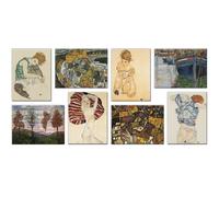 Quadri egon schiele 8 Pezzi Stampa su Tela con Telaio in Legno Arredamento museo
