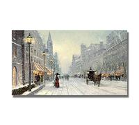 Quadri invernali Città medievale Stampa su tela - Stampa poster Quadri su tela - Quadri paesaggi invernali con neve 105x70 cm (42x28 pollici) Senza cornice