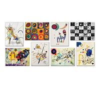 Quadri kandinsky 8 pezzi 40x30 cm Stampa su Tela con Telaio in Legno Arredamento Arte Arredo Moderno
