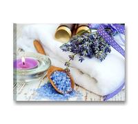 Quadri L&C ITALIA Benessere Fiori Lavanda - Quadro Bagno Moderno Zen 70 x 50 Stampa su Tela Canvas Provenzali per Centro Estetico Spa