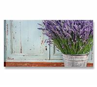 Quadri L&C ITALIA Fiori Vintage 5 - Quadro Moderno Shabby Chic Lavanda per Cucina Soggiorno Bagno 90 x 45 Stampa su Tela da Parete Viola Provenzale Viola Lilla