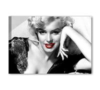 Quadri L&C ITALIA Marilyn Labbra Rosse 2 - Quadro Moderno per Soggiorno Cucina Camera da Letto Ragazza Ufficio 70 x 50 Stampa su Tela da Parete Bianco e Nero