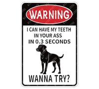 Quadri Metallo Warning I Can Have My Teeth In 0.3 Seconds Wanna Try Mabrador Cartello In Metallo Retrò Tin Signs Per Cucina Casa Giardino Garage M