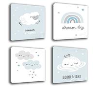 Quadri Moderni 4 pezzi Cameretta Neonato Bimbo Bambino Stampa su tela Canvas Decorazione parete INTELAIATI E PRONTI DA APPENDERE printerland.it (4 pezzi 30x30)