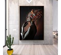 Quadri moderni Africa Ritratto di donna Arte per la decorazione del soggiorno Stampe su tela senza cornice Arte della parete Dipinti per camera da letto 80x140 cm/31x55 pollici Senza cornice