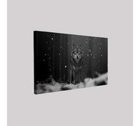 Quadri Moderni Camera da Letto 30 x 20 cm Lupo della notte nera animale Stampa su Tela con Cornice Decorazione Murale Nero per Soggiorno Salotto Casa