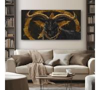 Quadri Moderni Capra Gotica Quadro su Tela Con Cornice Bafometto Horror Stampa su Tela Decorazioni da Parete Soggiorno Camera da Letto Corridoio 80x120 cm