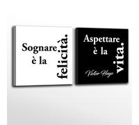 Quadri Moderni con Frase Victor Hugo |Q742| Set 2 Stampe su Tela Bianco e Nero