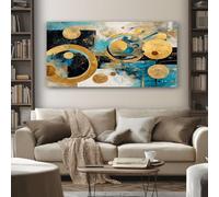 Quadri Moderni Decorativo Cerchio Astratto Grandi Stampe su Tela Senza Cornice Schizzo D'Inchiostro Contemporaneo per Parete Soggiorno, Camera da Letto Canvas Quadri 70x140 cm, Idea Regalo