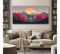 Quadri Moderni Decorativo Portale Torii Giapponese Grandi Stampe su Tela con Cornice Montagna Con Paesaggio per Parete Soggiorno, Camera da Letto Canvas Quadri 70x140 cm, Idea Regalo