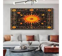 Quadri Moderni Grande Corpi Celesti Fantasy Giallo Quadro su Tela per Decorazione Murale Salone e Ufficio Arredo Pronto da Appendere 60x120 cm