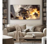 Quadri Moderni Grandi Azione Vigile Del Fuoco Quadri Camera da Letto Fuoco Ardente Stampe da Parete per Soggiorno Decorazioni per Ufficio 50x100 cm Senza Cornice