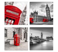 Quadri Moderni la città Londra 4 pz 30x30 CM Stampa su Tela Canvas Arredamento