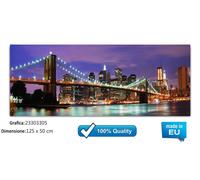 QUADRI MODERNI PONTI NOTTE GRANDI CITTA PARIGI NEW YORK BROOKLYN IN VETRO