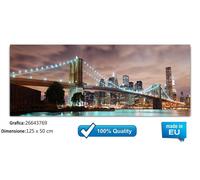 QUADRI MODERNI PONTI NOTTE GRANDI CITTA PARIGI NEW YORK BROOKLYN IN VETRO