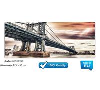 QUADRI MODERNI PONTI NOTTE GRANDI CITTA PARIGI NEW YORK BROOKLYN IN VETRO