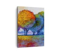 Quadri Moderni Soggiorno alberi prato estate Quadro su Tela Verticale 50x70cm Stampe da Parete Camera da Letto Cucina 1 pezzo Wall Art Canvas Piccoli Decorazione Murale Grafica Immagini PA50x70-4094