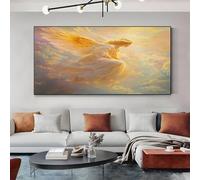 Quadri Moderni Soggiorno Angeli Dei Sogni Quadro su Tela Grande Oro Decorazione Murale per Camera da Letto o Famiglia, Quadri da Parete 80x120 cm