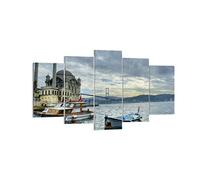Quadri Moderni Soggiorno Architettura asia barca ponte Quadro su Tela 160x85cm Stampe da Parete Camera da Letto Cucina 5 pezzi Wall Art Canvas Grandi Decorazione Murale Grafica Immagini EA160x85-2102