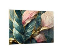 Quadro su Vetro 120x80cm Art Deco Fiori Eleganza Stampe Immagini Moderni Murale