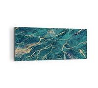 Quadro su Tela 120x50cm Astrazione Oro Turchese Stampe Immagini Quadri Murale