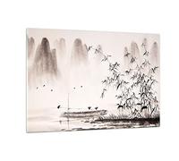 Quadri Moderni Soggiorno bambù nero Cina Quadro su Vetro 120x80cm Stampe da Parete in Vetro Camera da Letto Cucina 1 pezzo Wall Art Grandi XXL Decorazione Murale Grafica Immagini GAA120x80-3116