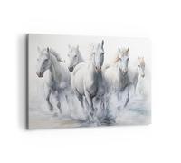 Quadro su Tela 120x80cm Cavalli Animali Acquerello Stampe Immagini Quadri Murale