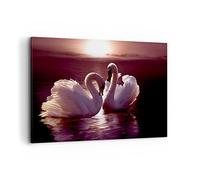 Quadri Moderni Soggiorno Cigni Campagna Acqua Quadro su Tela 120x80cm Stampe da Parete Camera da Letto Cucina 1 pezzo Wall Art Canvas Grandi XXL Decorazione Murale Grafica Immagini AA120x80-0223