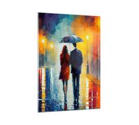 Quadri Moderni Soggiorno Coppia Romantico Camminare Quadro su Vetro Verticale 50x70cm Stampe da Parete Camera da Letto Cucina 1 pezzo Wall Art Piccoli Decorazione Murale Grafica Immagini GPA50x70-6011