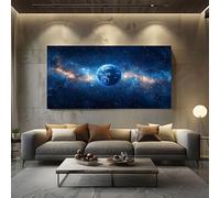 Quadri Moderni Soggiorno Fantasy Universo Quadro su Tela Grande Blu Decorazione Murale per Camera da Letto o Famiglia, Quadri da Parete 80x120 cm