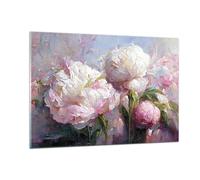 Quadri Moderni Soggiorno Fiori Peonie Classicismo Quadro su Vetro 120x80cm Stampe da Parete in Vetro Camera da Letto Cucina 1 pezzo Wall Art Grandi XXL Decorazione Murale Immagini GAA120x80-5975