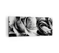 Quadro su Tela 120x50cm Fiori Rose Bianco E Nero Stampe Immagini Quadri Murale