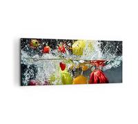 Quadri Moderni Soggiorno Frutta Acqua Splash cibo Quadro su Tela 120x50cm Stampe da Parete Camera da Letto Cucina 1 pezzo Wall Art Canvas Grandi Decorazione Murale Grafica Immagini AB120x50-2972