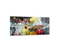 Quadri Moderni Soggiorno Frutta Acqua Splash cibo Quadro su Vetro 120x50cm Stampe da Parete in Vetro Camera da Letto Cucina 1 pezzo Wall Art Grandi Decorazione Murale Grafica Immagini GAB120x50-2972