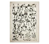 Quadri Moderni Soggiorno,Jiu Jitsu Poster Boxe Wrestling Scherma Tecnica di Combattimento Grafico Stampa Vintage su Tela Pittura Spada Sciabola Bastone Bastone Bastone,Poster - 30X40Cm