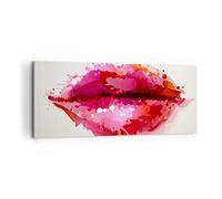 Quadri Moderni Soggiorno Labbra rosse lucido labbro lucido Quadro su Tela 120x50cm Stampe da Parete Camera da Letto 1 pezzo Wall Art Canvas Grandi Decorazione Murale Grafica Immagini AB120x50-2706