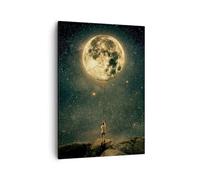 Quadri Moderni Soggiorno Luna Stelle Immaginazione Quadro su Tela Verticale 50x70cm Stampe da Parete Camera da Letto Cucina 1 pezzo Wall Art Canvas Piccoli Decorazione Murale Immagini PA50x70-5249