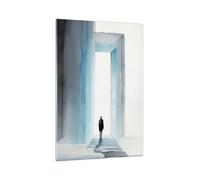 Quadro su Vetro 70x100cm Minimalismo Acquerello Attività Commerciale Murale